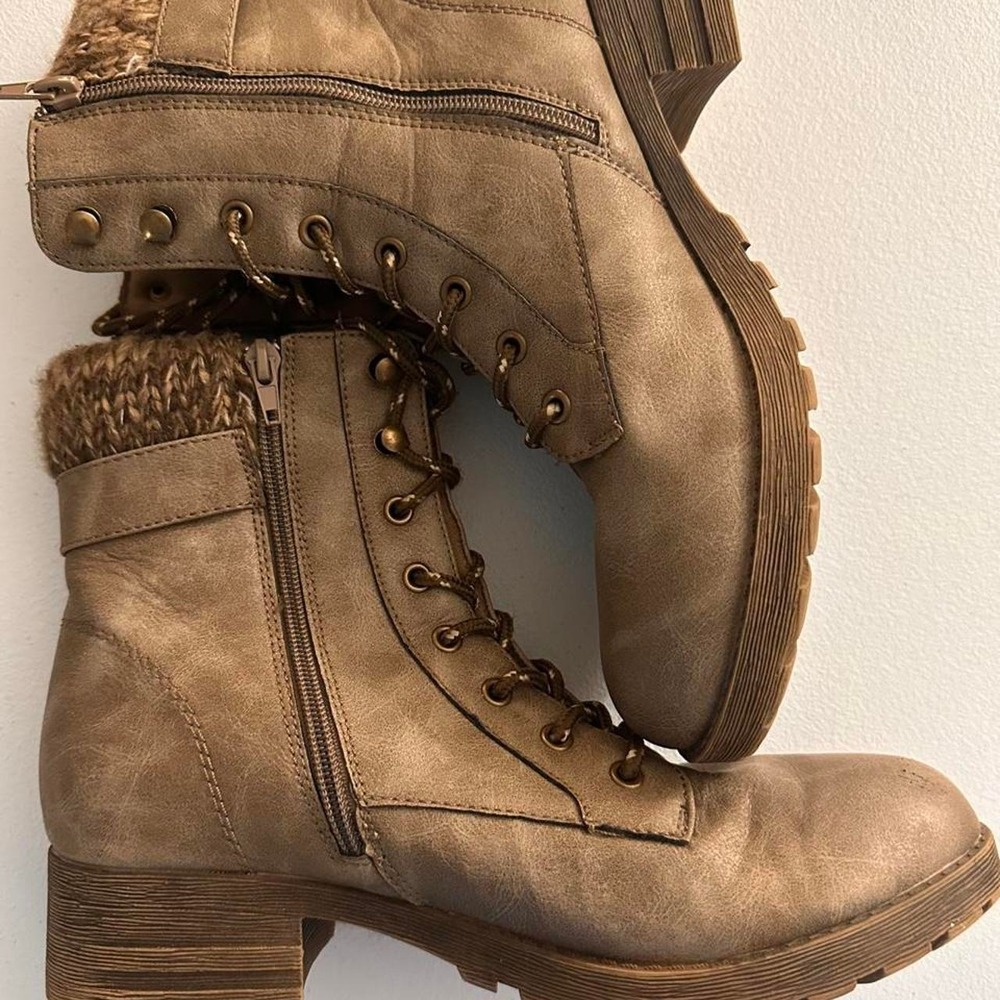 Aldi brown and tan boots US 10